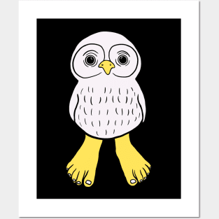 White Owl with Human Feet Posters and Art